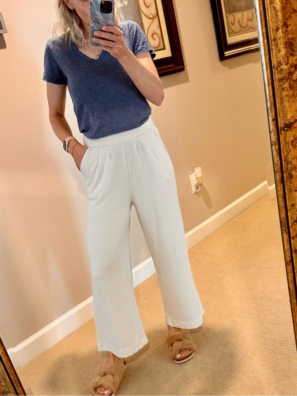 Z Supply Cream Wide-Leg Pull-On Pants